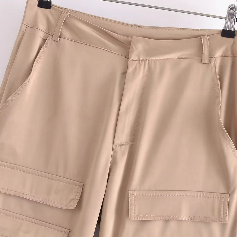 Calça Cargo de Cetim